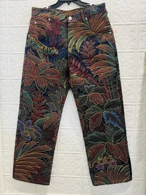 Etro Men’s Leafy Colorful Jungle Jeans Size 33 Waist - Image 1 of 4