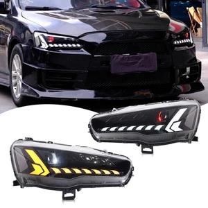 LED Headlights for Mitsubishi Lancer 2008-2020 EVO Red Light Front Lamp Assembly - Bild 1 von 5