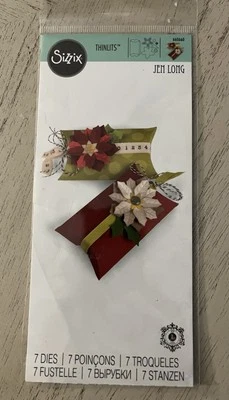 Sizzix Thinlits Poinsettias and Pillow Box #660660 7pk set Jen Long - Image 1 of 2