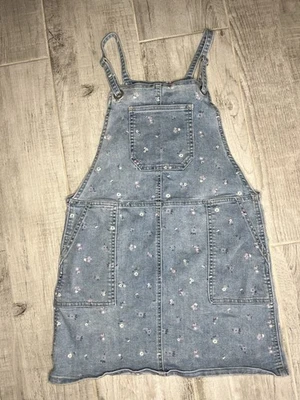 Cat & Jack Size 10/12 Jumper Skirt Denim Floral Embroidery - Image 1 of 4