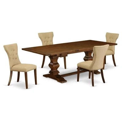 East West Furniture Lassale 5-piece Wood Dining Set in Walnut - Image 1 of 4
