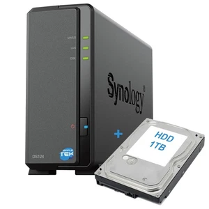 Synology Ds124 Nas 1-bay Fente Unique Disque Dur HDD 1tb SATA Ethernet Lan IP _ - Photo 1/9