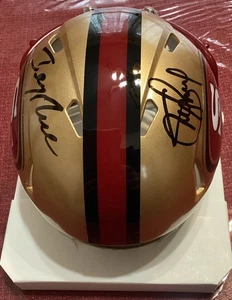 Minicasco Steve Young & Jerry Rice AUTÓGRAFO 49ers con *Certificado de autenticidad del jugador Holo” - Imagen 1 de 8