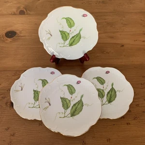 I. Godinger & Co. Jardin 4 Canapé 6" Teller Marienkäfer Drachenfliege Goldrand EUC - Bild 1 von 18