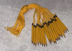 25 Dance Card Pencils Venus Nickel Tip Cord #269 Programme Gold Yellow New Vtg - Picture 1 of 3