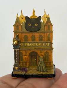 OOAK The Feline Phantom Theater Halloween Katze Miniatur 1:12 Puppenhaus Handwerker - Bild 1 von 16