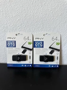 (2) 64GB PNY Duo Link OTG USB Flash Drive- BRAND NEW FACTORY SEALED Type C - Picture 1 of 2