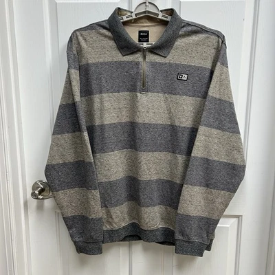 RVCA Borrador Hombres XXL Sudadera 1/2 Cremallera Pullover Rayas Madera Colorway Logo Foto 1 de 4