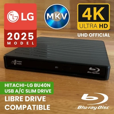 LG BU40N 1.03MK External USB-A/C 2025 Model Libredrive 4K Blu Ray UHD MakeMKV - Image 1 of 4
