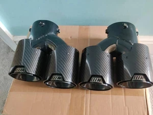 BMW G20 G21 G28 G22 G23 G26 G42 BLACK CARBON FIBRE QUAD EXHAUST TIPS M340i M440i - Picture 1 of 9