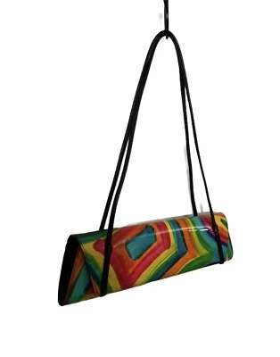 Bolso de Mano de Cuero Rodo Hecho en Italia Diseño de Acuarela Vibrante RARO Exquisito  Foto 1 de 4