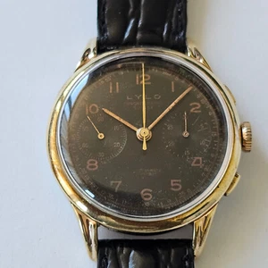 LYLO-CHRONOGRAPHE SUISSE-ANNI 50-VENUS 188-OVERSIZE (37 MM)-ANSE SAGOMATE-RARO - Imagen 1 de 24