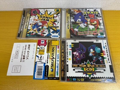 Sonic R +Sonic Jam+Sonic The Hedgehog CD Sega Saturn Mega CD Set 3 Lot Japan Obi - Image 1 of 4