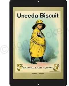UNEEDA BISCUIT pubblicità, riproduzione, insegna in metallo, decorazione parete, - Foto 1 di 1