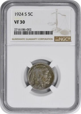 1924-S Buffalo Nickel VF30 NGC - Image 1 of 2