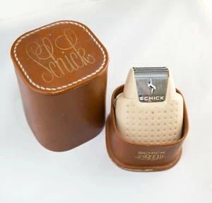 Vintage Leder Damen Frauen Elektrorasierer Rasierer Schick Schnappverschluss Etui Display - Bild 1 von 4