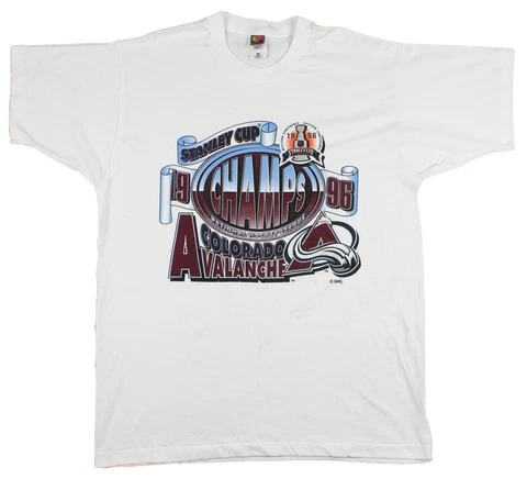 Colorado Avalanche Vintage 1996 Stanley Cup Champions T-Shirt XL Cover