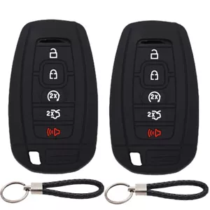 2Pcs 5 Buttons Silicone Key Fob Cover Keychain for Lincoln MKC MKZ Navigator - Picture 1 of 5