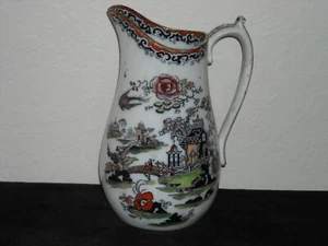 Pagoda Pattern Polychrome Ironstone Pitcher #1 Mason's (?) Ashworth (?) - Picture 1 of 6