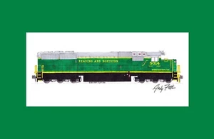 Reading & Northern SD50M #5014 11""x17"" estampado enmarañado firmado por Andy Fletcher - Imagen 1 de 1
