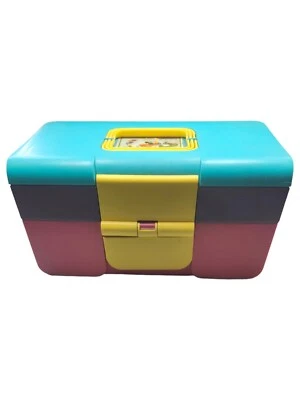 VINTAGE Starplast Cosmetic Organizer Case 80s-90s Makeup  Box w /Mirror Israel - Image 1 of 4