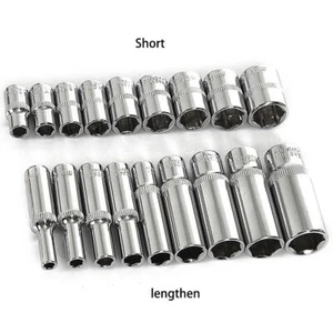 Socket 1/4" Deep Drive 4mm-14mm Ratchet Deep Hex Sockets Cr-v Steel Long Reach - Picture 1 of 35