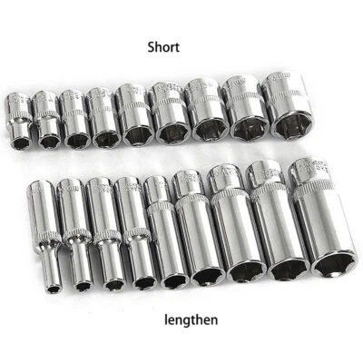 Socket 1/4" Deep Drive 4mm-14mm Ratchet Deep Hex Sockets Cr-v Steel Long Reach - Image 1 of 4