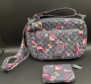 Vera Bradley Cotton Carson ShoulderCrossbody Bag Felicity Paisley W Wallet - Picture 1 of 19