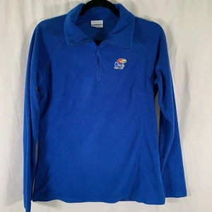 Kansas Jayhawks Columbia Jacket Women's Medium Blue 1/4 Zip Fleece Pullover - Picture 1 of 7