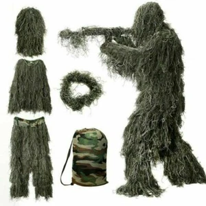 Kids 3D Ghillie Suit Woodland Camouflage Outdoor Hunting Military Games Clothing - Picture 1 of 11