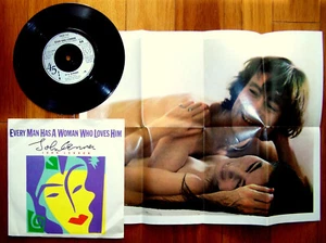 POSP 712 - 1984 7" - JOHN LENNON "EVERY MAN HAS A WOMAN WHO LOVES HIM" w/POSTER - Picture 1 of 8