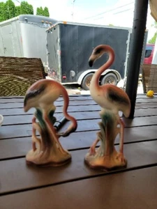 Vintage, mid-century Art Deco Style Pink Flamingo Ceramic Figurine Flamingo 1940 - Picture 1 of 4