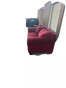 comfortable red velvet sofa in good condition - Picture 1 of 5