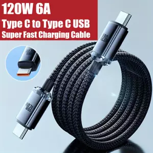 Type C to Type-C Cable PD 120W 7A Fast Charger Braided USB Lead 1M - Picture 1 of 6