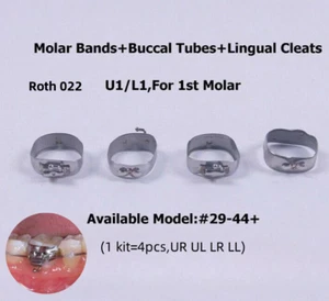 Dental Orthodontic 1st Molar Bands Buccal Tubes Lingual Cleats Roth 022 #29-44+ - Picture 1 of 12
