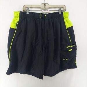 speedo athletic shorts men size XXL black and yellow trunks water surf drawstrin