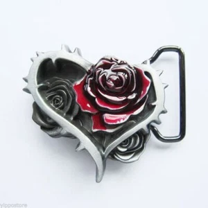 Rose Flower Valentines Metal Belt Buckle - Picture 1 of 1