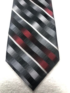 CLASS CLUB BOYS TIE BURGUNDY BLACK GRAY WHITE 3.25 X 53 - Picture 1 of 4