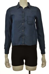 Ann Taylor Womens Top Size PXXS Petites Blue Button Down Denim Shirt Blouse - Picture 1 of 4