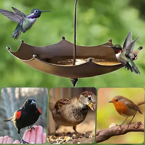 Wild Bird Feeder Umbrella-Shaped Bird Trough Bath Outdoor Hanging Feeder Tray - Picture 1 of 10