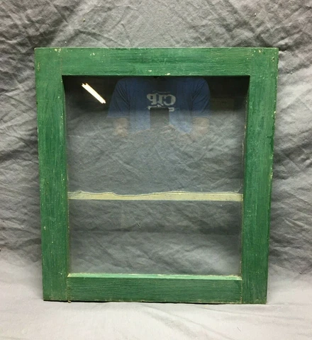 Antique VTG  Small 18x20 Window Sash Green Shabby Country Chic Garden 998-21B Cover