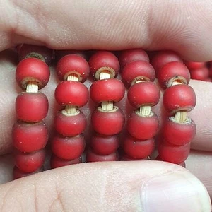 AA 6.5 mm Antique Venetian White Heart African Trade Beads Long Strand - Picture 1 of 12