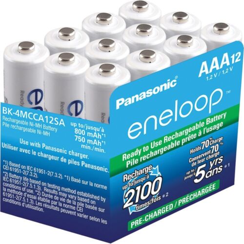 Panasonic Eneloop AAA NiMH Rechargeable 12 Pk batteries 2100 cycle Made in Japan