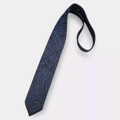 Gravata BRIONI XL azul/branco/marrom seda paisley LUXO FEITA À MÃO ITÁLIA  - Imagem 1 de 4