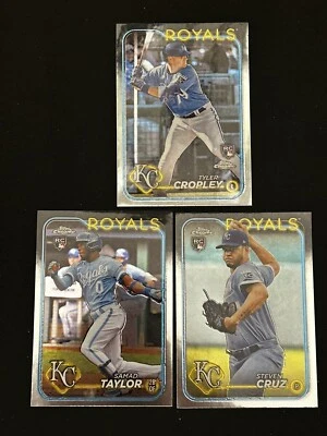 (2) 2024 Topps Chrome Ray  Tyler Cropley Steven Cruz Samad Taylor Royals Rookie - Image 1 of 2