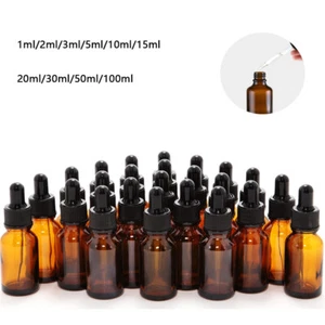 Pipeta ocular reactivo de botella de aceite esencial gotero líquido de vidrio ámbar 1-100 ml - Imagen 1 de 7