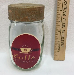 Caffee Espresso Mason Jar Storage Canister for Coffee Distressed Cafe Style 5" - Picture 1 of 3