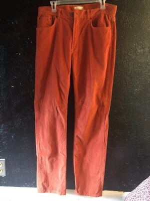 Calça George O'Bryan com cordão de algodão vermelho laranja cabeça de pato 33x32 fabricada nos EUA - Imagem 1 de 4