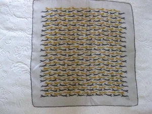 Echo Scarf Gray and Gold Lite Gray CAT Animal Print 100% Silk 17" Square Vintage - Picture 1 of 3