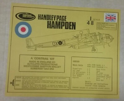 CONTRAIL 1/48 HANDLEY PAGE HAMPDEN VAC FORMED KIT ULTRA_RARE  HARD to FIND RAR - Immagine 1 di 4